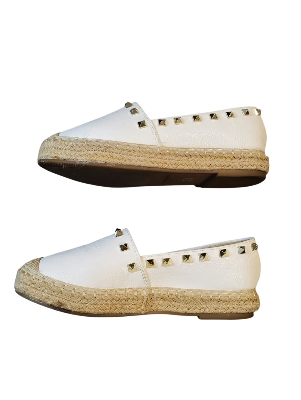 Steven by Steve Madden White Studded Leather Slip-Ons Espadrille Flats Size 9